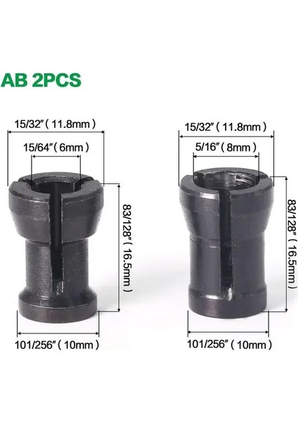 Ab 2 Adet Çok Tip Yüksek Hassasiyetli Adaptör Collet Shank Yönlendirici Aracı Adaptörler Tutucu 6MM/6.35MM/8MM (Yurt Dışından)