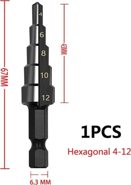 Siyah 4-12 3-12MM 4-12MM 4-20MM Hss Düz Oluk Adım Matkap Ucu Seti Titanyum Kaplamalı Ahşap Metal Delik Kesici Çekirdek Matkap Ucu Seti (Yurt Dışından)