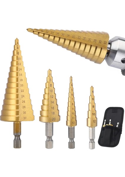 Siyah 4-12 3-12MM 4-12MM 4-20MM Hss Düz Oluk Adım Matkap Ucu Seti Titanyum Kaplamalı Ahşap Metal Delik Kesici Çekirdek Matkap Ucu Seti (Yurt Dışından) fiyatları