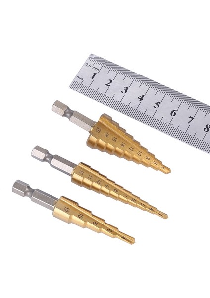 Siyah 4-12 3-12MM 4-12MM 4-20MM Hss Düz Oluk Adım Matkap Ucu Seti Titanyum Kaplamalı Ahşap Metal Delik Kesici Çekirdek Matkap Ucu Seti (Yurt Dışından) indirimleri