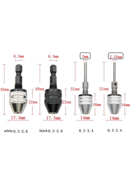 0.3-3.6mm Gümüş Mini Chuck Fikstürü Anahtarsız Hex Shank Hızlı Değişim Dönüştürücü Tornavida Darbeli Sürücü Adaptörü Yüksek Kalite Mini Kendiliğinden Sıkın (Yurt Dışından)