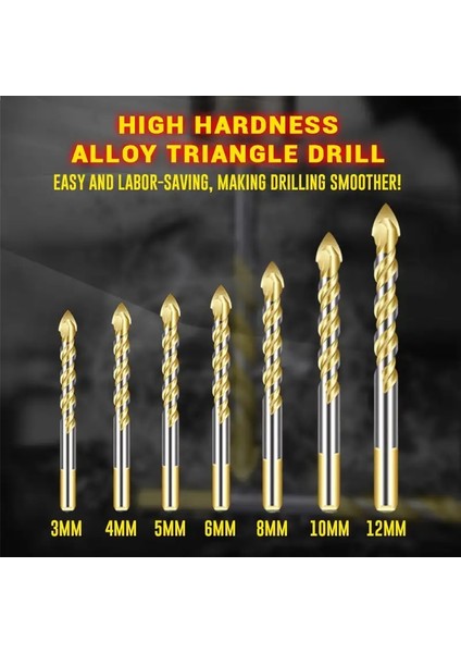 Altın 4mm, Üçgen Matkap Ucu Yüksek Sertlik Alaşımlı Üçgen Bit Ahşap Tuğla Seramik Karo Cam Beton Elektrikli El Matkap Tezgah Sondajı Için (Yurt Dışından)