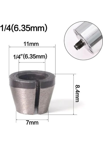 6.35MM 6mm 6.35MM 8mm Collet Chuck Adaptörü Gravür Kırpma Makinesi Elektrikli Yönlendirici Yüksek Hassasiyetli (Yurt Dışından)