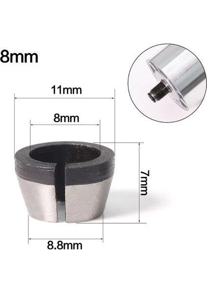 6.35MM 6mm 6.35MM 8mm Collet Chuck Adaptörü Gravür Kırpma Makinesi Elektrikli Yönlendirici Yüksek Hassasiyetli (Yurt Dışından)