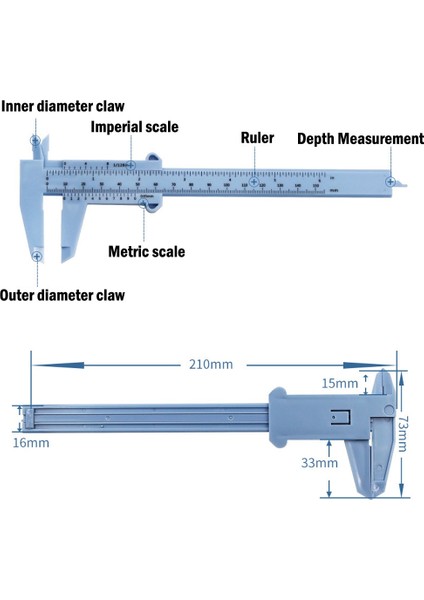 Mavi 1 Adet 0-150MM Sürmeli Kaliperler Çift Kural Ölçeği Plastik Derinlik Yükseklik Ölçü Aracı Hassas Ölçüm Cihazı Ölçü Aracı (Yurt Dışından)
