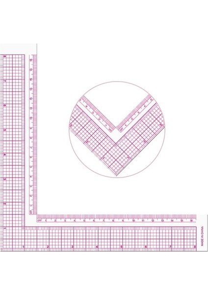 Dahili Ölçek 21.5X21.5 cm L Şeklinde Dik Açı Ölçer Plastik Patchwork Cetvel Çizim Kesme Plakası Yapımı (Yurt Dışından)