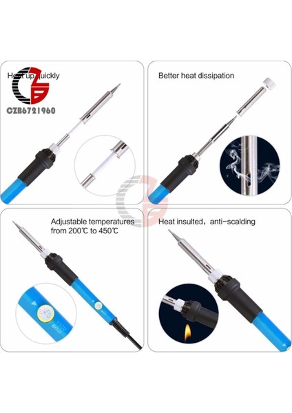 Havya Ucu Ab 60W Termostat Elektrikli Havya 936 Elektrikli Havya Ev Ayarlanabilir Sıcaklık Kaynak Tabancası Tamir Araçları 55S (Yurt Dışından)