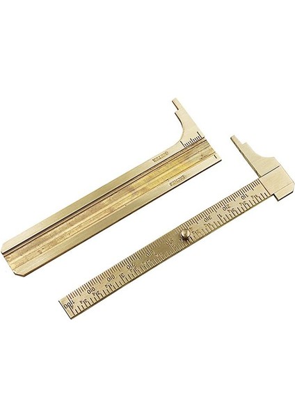 100MM Yüksek Kalite 0-100MM Çift Ölçekli Mini Pirinç Kumpas Saf Bakır Sürmeli Çift Ölçekli Ölçüm Cetveli Taşınabilir Retro (Yurt Dışından)