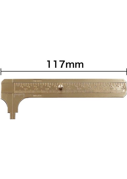 100MM Yüksek Kalite 0-100MM Çift Ölçekli Mini Pirinç Kumpas Saf Bakır Sürmeli Çift Ölçekli Ölçüm Cetveli Taşınabilir Retro (Yurt Dışından)