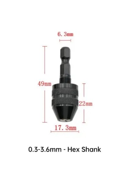 0.3-3.6mm Siyah Mini Chuck Fikstürü Anahtarsız Hex Shank Hızlı Değişim Dönüştürücü Tornavida Darbeli Sürücü Adaptörü Yüksek Kalite Mini Kendiliğinden Sıkın (Yurt Dışından)