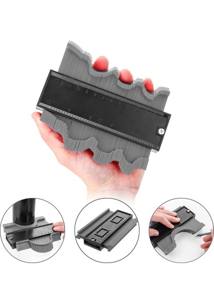 12 cm Gri Şekil Ölçer Plastik Profil Kopya Ölçer El Aracı Teksir Ölçeği Şablon Ahşap Markalama Araçları Fayans Laminat Kiremit Aracı (Yurt Dışından)