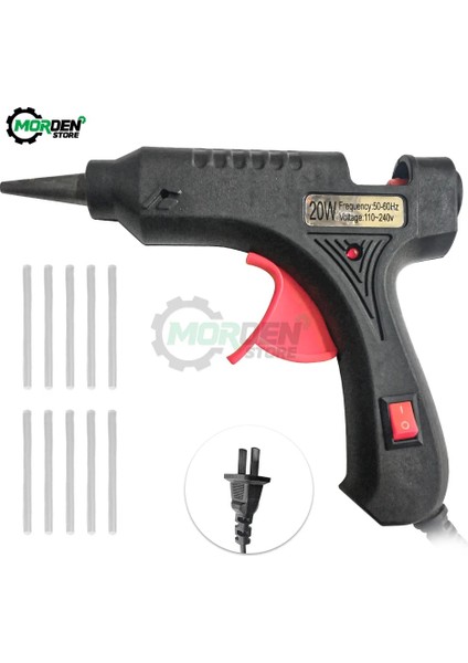Siyah 20W, Ab 20W Sıcak Tutkal Tabancası ile 7mm 10 Adet Tutkal Çubukları Mini Endüstriyel Silahlar Isı Sıcaklığı Termo Elektrikli Dıy Tamir Aracı (Yurt Dışından) fırsatları