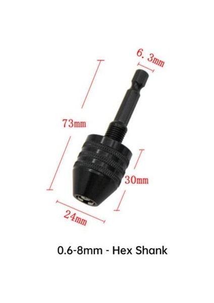 0.6-8mm Siyah Matkap Chuck Adaptörü Anahtarsız Tornavida Darbeli Sürücü Elektrikli Mikro Motor Kelepçe Mini Chuck Fikstürü Hex Shank Matkap Uçları Adaptörü (Yurt Dışından)