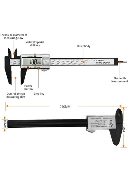 Siyah Opp Torba Dijital Kumpas 6 Inç Elektronik Sürmeli Kumpas 150MM 0.1mm Sürmeli Mikrometre Dijital Cetvel Ölçme Aletleri Dijital Kalibre (Yurt Dışından) indirimleri