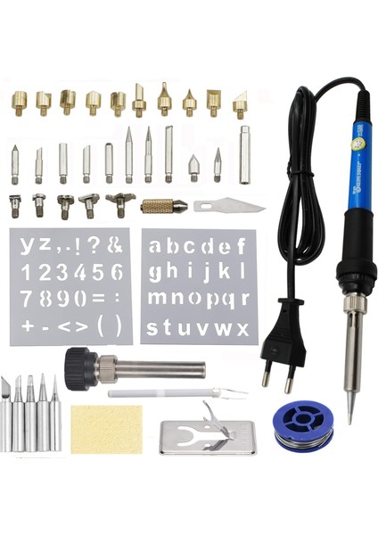 Set-1 110V Us Plug 60W/80W Elektrikli Havya Ayarlanabilir Sıcaklık Ahşap Yakma Oyma Pirografi Kalem Seti Seti 28 In 1 Onarım Aracı (Yurt Dışından)