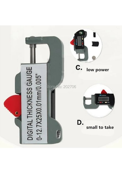Type1 Hızlı Inç/metrik 0-0.5 "12.7mm Mini Dijital Kalınlık Ölçer Kalınlık Ölçer Kalınlık Test Cihazı Mikrometre Genişlik Ölçüm Aracı (Yurt Dışından)