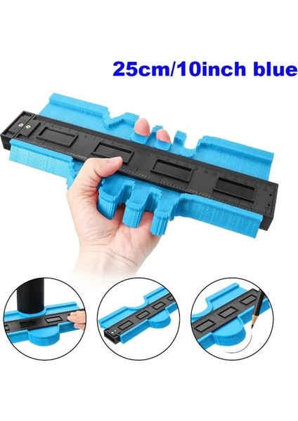 25 cm Mavi 12/25/50 cm Profil Kontur Ölçer Fayans Laminat Kenar Şekillendirme Çoğaltma Ölçer Ahşap Cetvel Inşaat Kontur Ölçme Araçları (Yurt Dışından)