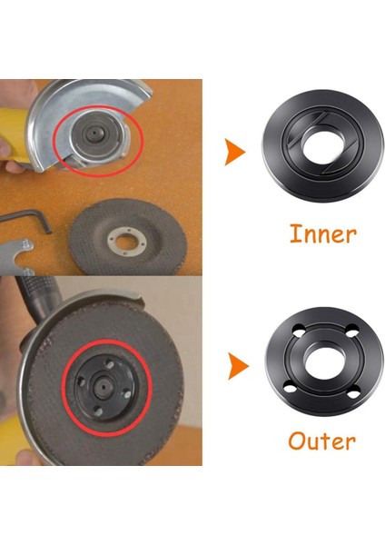 2x Flanş Somunu Seti Araçları M14 Konu Yedek Açı Öğütücü Iç Dış Flanş Somunu Seti Araçları 14MM Mil Konu (Yurt Dışından)