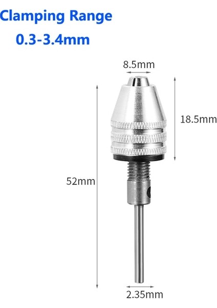 0.3-3.4 2.35MM Matkap Chuck Anahtarsız Tornavida Darbeli Sürücü Adaptörü Elektrikli Mikro Motor Kelepçe Mini Chuck Fikstürü Hex Shank Matkap Uçları Adaptörü (Yurt Dışından)