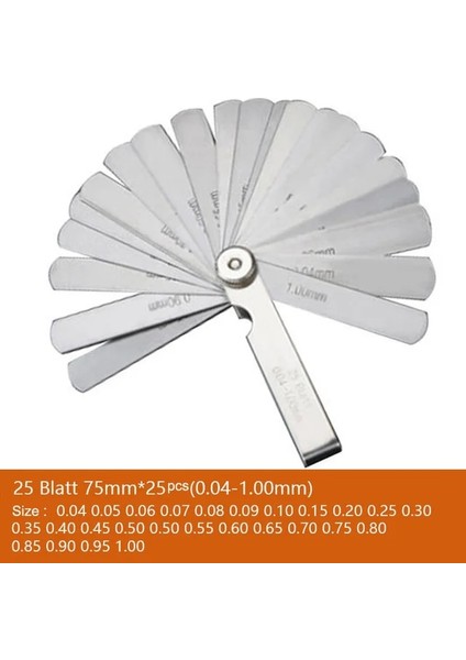 25BLADE 16/20/25/26/32 Bıçak Feeler Ölçer Metrik Boşluk Dolgu 0.127-0.508MM Gage Ölçüm Aracı Motor Supap Ayarı (Yurt Dışından)