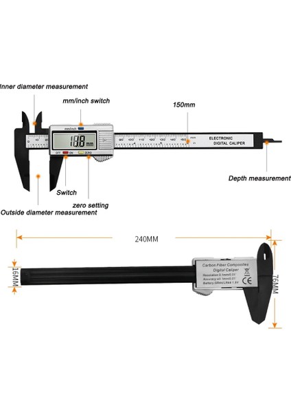 E Tipi Dijital Sürmeli Kumpas 0-100MM LCD Elektronik Karbon Fiber Altimetre Mikrometre Ölçme Aracı (Yurt Dışından) fırsatları