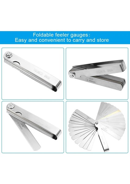 B Tipi 32 Bıçaklı Metrik Kalınlık Ölçer Seti Itici Valf Feeler Ölçer Göstergeleri / Metrik Pirinç Ölçüm Aralığı 0.04MM - 0.88MM (Yurt Dışından)