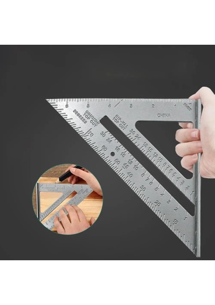 7 Inç Üçgen 12 Inç Ayarlanabilir Kombinasyon Sağ Açı Cetvel 45/90 Derece Kabarcık Seviye Ölçer ile Ağaç Işleme Için Ölçme Aletleri (Yurt Dışından)