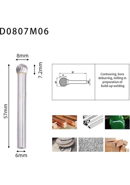 6x8 1 Adet Elmas Yuvarlak Top Kafa Kalıp Öğütücü Bit Freze Oyma Aracı Tungsten Döner Dosya Karbür Çapak Matkap Ahşap Oyma Ucu 6-16MM (Yurt Dışından)