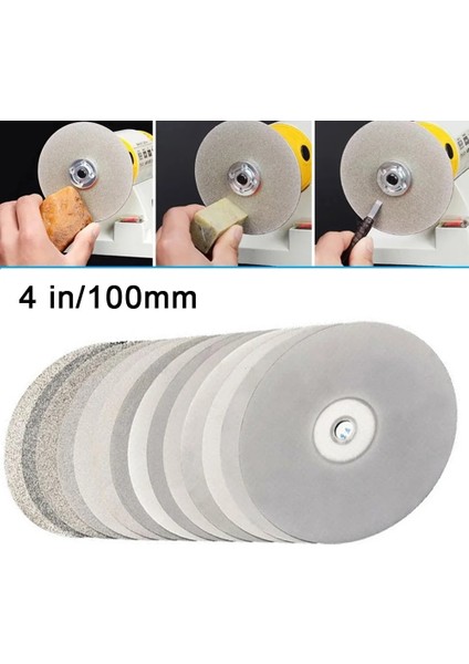 800 Parlatma Taşlama Diski Elmas Kaplı Düz Tur Tekerlek Lapidary Taşlama Diski Öğütücü Parçaları 4 Inç 100MM 16MM GRIT80-2000 (Yurt Dışından)