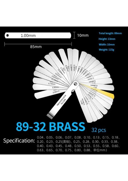 32 Bıçaklı 32/20/17 Bıçaklı Feeler Ölçer Metrik Boyut 0.04-0.88MM Kalınlık Ölçer Seti Vanalar Yeşillik Buji Boşluğu Ölçüm Probu Boşluğu (Yurt Dışından) modelleri