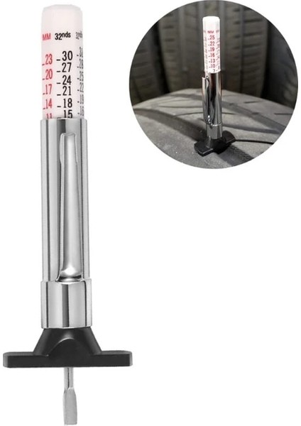 Tek Renkli Otomatik Derinlik Kalınlık Ölçer Ölçer Araba Lastiği Lastik Sırtı 25 mm Ölçüm Kalemi (Yurt Dışından)