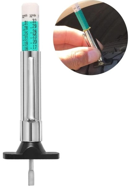 Tek Renkli Otomatik Derinlik Kalınlık Ölçer Ölçer Araba Lastiği Lastik Sırtı 25 mm Ölçüm Kalemi (Yurt Dışından) fiyatları