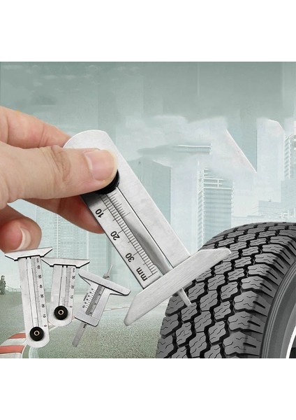 Stil 1 0-30/50/60MM Paslanmaz Çelik Araba Lastiği Lastik Diş Derinliği Ölçer Ölçer Cetvel Kaliper Ölçme Aracı Moto Kamyon (Yurt Dışından) fiyatları