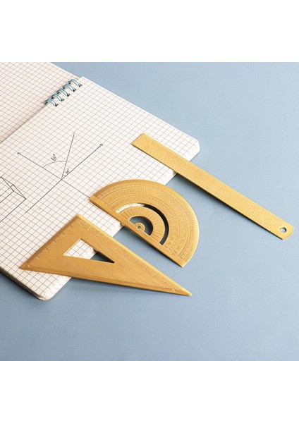 Bronz Sürmeli Kalip Vintage Pirinç Cetvel Üçgen Cetvel Dalga Cetvel Iletki Okul Çocukları Hediye Seti Ölçü Aletleri 10-18 cm Cetvel Kırtasiye Aksesuarları (Yurt Dışından) modelleri