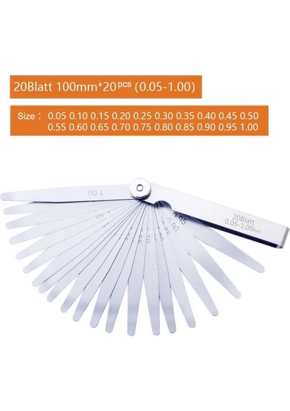 20 Adet 32/26/25/20 Bıçak Feeler Ölçer Metrik Boşluk Dolgu 0.02-1mm / 0.0008-0.040 Inç Gage Ölçüm Aracı Motor Supabı Ayarı Için (Yurt Dışından)