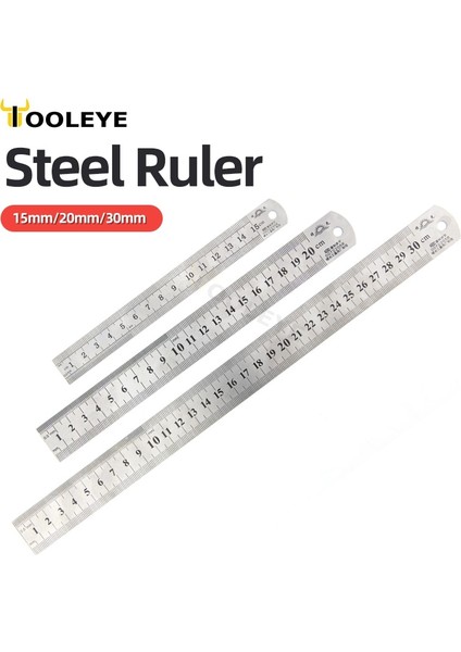Cetvel 200MM 1 Adet Düz Kenar Çift Taraflı Ölçekli Metal Cetvel Yüksek Kaliteli Paslanmaz Çelik Ağaç Işleme Çizim Ölçme Araçları 0-15/25/30MM (Yurt Dışından)