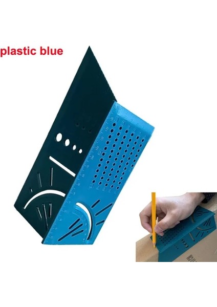Plastik Mavi Alüminyum Alaşım 3D Gönye Açısı Ölçme Kare 45 90 Derece Açı Cetvel Noktalama Işaretleme Ölçer Çerçeveleme Plastik Iletki (Yurt Dışından)