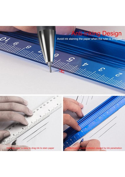 20CM 20/30/45CM Alüminyum Alaşımlı Düz Cetvel Ağaç Işleme El Koruyucu Kaymaz Kazıma Işareti Çizgi Göstergesi Ölçüm Çizim Aracı (Yurt Dışından) modelleri