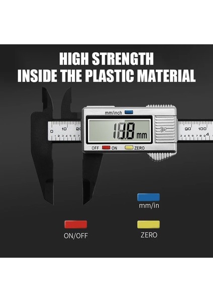 Siyah Beyaz Ölçme Aracı Iç Dış Çap Elektronik Dijital Ekran Sürmeli Kumpas 150MM-YÜKSEK Mukavemetli Plastik Kumpas (Yurt Dışından)