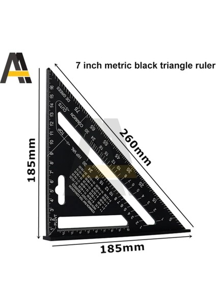 Siyah Metrık Üçgen Cetvel 7 Inç Üçgen Kare Marangoz Iletki 90 Derece Sağ Açı Cetvel Inşaat Araçları Cetvel (Yurt Dışından) modelleri