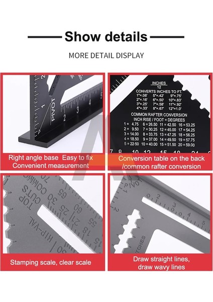 Siyah Metrık Üçgen Cetvel 7 Inç Üçgen Kare Marangoz Iletki 90 Derece Sağ Açı Cetvel Inşaat Araçları Cetvel (Yurt Dışından) indirimleri