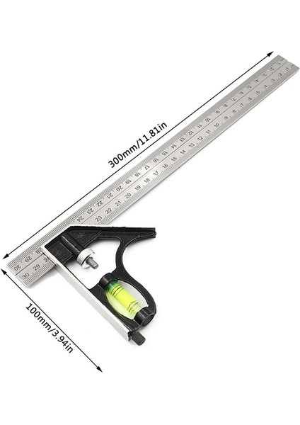 300MM Ayarlanabilir Kombinasyon Kare Açı Cetvel 45/90 Derece Kabarcık Seviyesi Çok Fonksiyonlu Paslanmaz Çelik Ölçme Aletleri (Yurt Dışından) modelleri