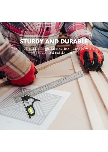 300MM Ayarlanabilir Kombinasyon Kare Açı Cetvel 45/90 Derece Kabarcık Seviyesi Çok Fonksiyonlu Paslanmaz Çelik Ölçme Aletleri (Yurt Dışından) fırsatları