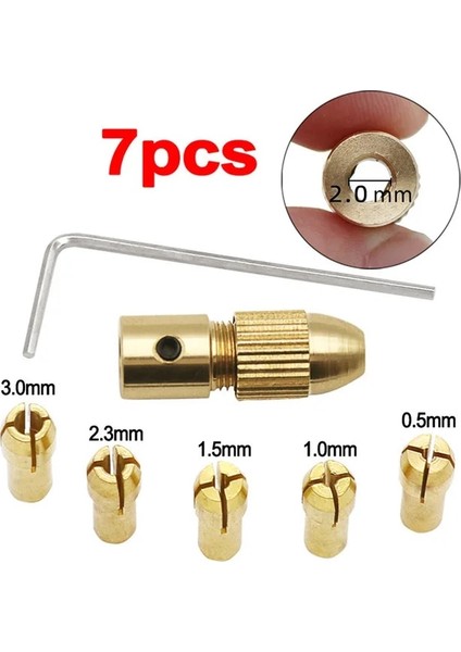 2 mm 7 Adet Elektrikli Matkap Ucu Kiti Chuck Adaptörü Collet 0.5-3mm Mini Delme Aracı Matkap Klasörü Bakır Kap Döner Elektrikli El Aletleri Için (Yurt Dışından)