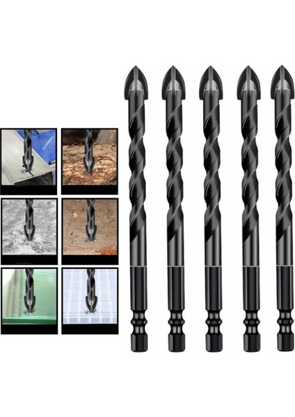 5mm-1 Adet 3-12MM Çapraz Hex Kiremit Matkap Uçları Seti Cam Seramik Beton Delik Açıcı Tuğla Sert Alaşım Üçgen Bit Araç Kiti Metal Matkap (Yurt Dışından)