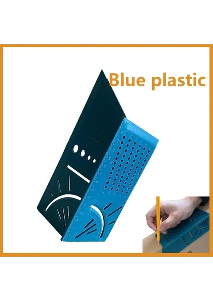 Plastik Mavi Alüminyum Alaşım 3D Gönye Ölçme Kare 45 90 Derece Açı Cetvel Noktalama Işaretleme Ölçer Çerçeveleme Plastik Iletki (Yurt Dışından)