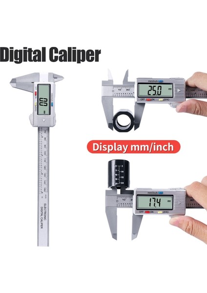 Dijital Kumpas 08 Dijital Kumpas Taşınabilir Elektronik Sürmeli Kumpas 100MM Kaliper Mikrometre Dijital Cetvel Ölçme Aracı 150MM 0.1mm (Yurt Dışından)