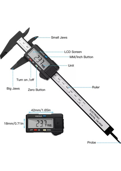 Dijital Kumpas 08 Dijital Kumpas Taşınabilir Elektronik Sürmeli Kumpas 100MM Kaliper Mikrometre Dijital Cetvel Ölçme Aracı 150MM 0.1mm (Yurt Dışından)