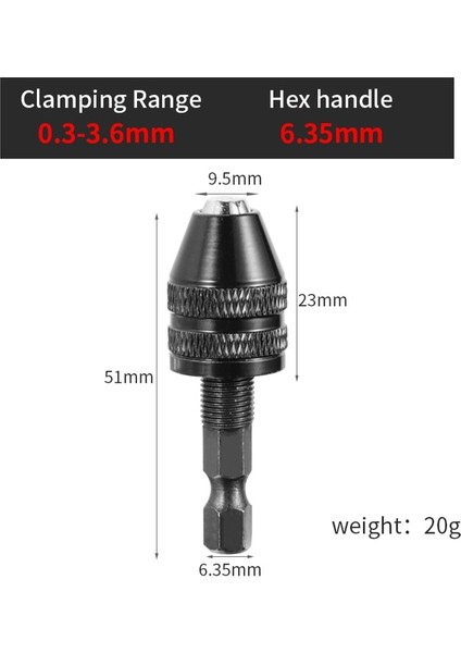 0.3-3.6mm Matkap Chuck Anahtarsız Tornavida Darbeli Sürücü Adaptörü Elektrikli Mikro Motor Kelepçe Mini Chuck Fikstürü Hex Shank Matkap Uçları Adaptörü (Yurt Dışından)