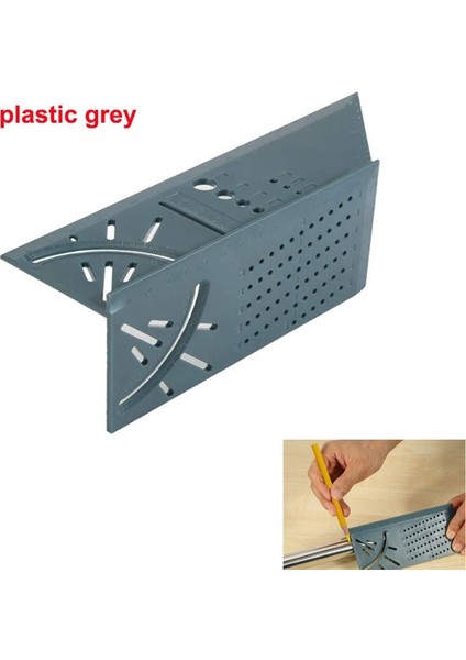 Plastik Gri Alüminyum Alaşım 3D Gönye Açısı Ölçme Kare 45 90 Derece Açı Cetvel Noktalama Işaretleme Ölçer Çerçeveleme Plastik Iletki (Yurt Dışından)